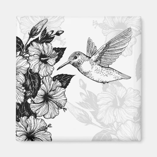 Hibiskus und Kolibri Magnet (Vorne)