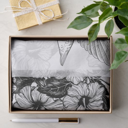 Hibiskus und Kolibri Seidenpapier (Geschenk)