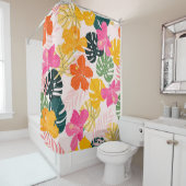 Hibiskus und Monstera Blätter tropische Muster des Duschvorhang (Beispiel)