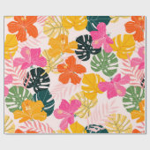 Hibiskus und Monstera Blätter tropische Muster des Geschenkpapier (Flach)