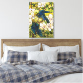 Hibiskus- und Parrots-Glasfenster Leinwanddruck (Insitu (Schlafzimmer))