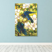 Hibiskus- und Parrots-Glasfenster Leinwanddruck (Insitu (Holzboden))