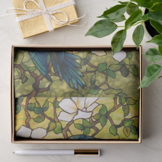 Hibiskus- und Parrots-Glasfenster Seidenpapier (Geschenk)