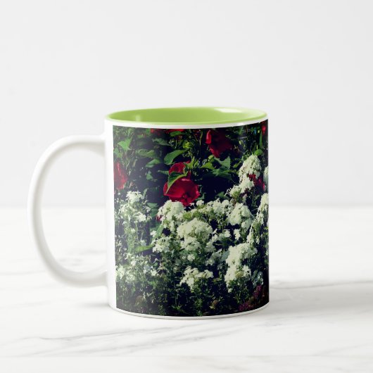 Hibiskus und Phlox-Blume Personalisiert Zweifarbige Tasse (Links)