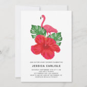 Hibiskus und Pink Flamingo Tropical Baby Dusche Einladung (Vorderseite)