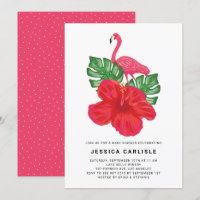 Hibiskus und Pink Flamingo Tropical Baby Dusche
