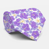 Hibiskus und Plumeria - Lilac - Gelb Krawatte (Gerollt)
