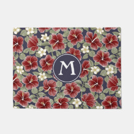 Hibiskus und Plumeria - Maroon Fußmatte