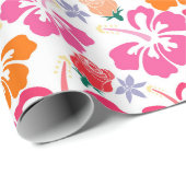 Hibiskus und Rose Silhouette Umschlagpapier Geschenkpapier (Rolleneckpunkt)