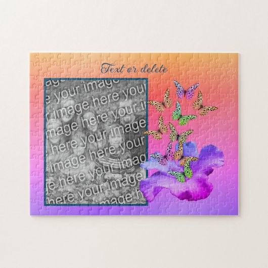 Hibiskus und Schmetterling ergänzen Ihr Foto Perso Puzzle (Horizontal)