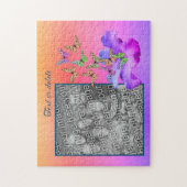 Hibiskus und Schmetterling ergänzen Ihr Foto Perso Puzzle (Vertikal)