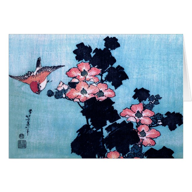 Hibiskus und Spatz, Hokusai (Vorderseite (Horizontal))