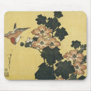 Hibiskus und Spatz, Hokusai, 1833-34 Mauspad