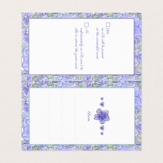 Hibiskus und Spitze BLAU (Innenseite Aufgefaltet)