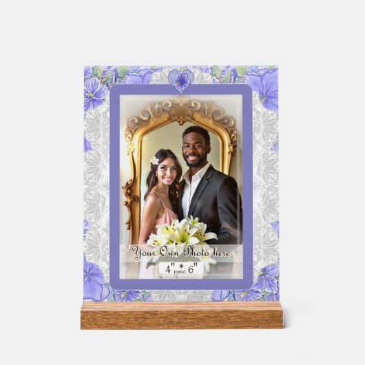 Hibiskus und Spitze BLAU Acrylschild (Vorderseite)