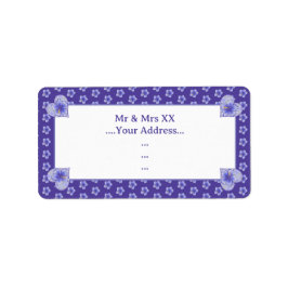 Hibiskus und Spitze BLAU Adressaufkleber