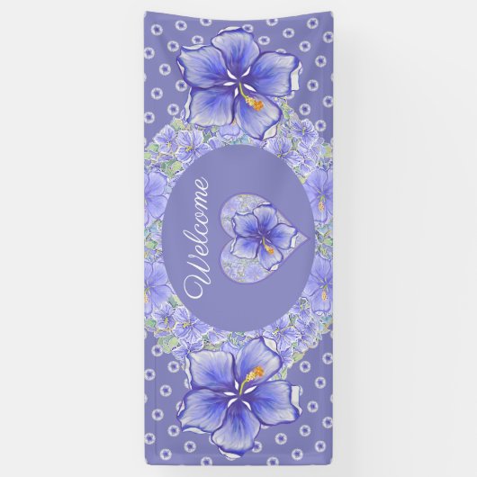 Hibiskus und Spitze BLAU Banner (Vertikal)