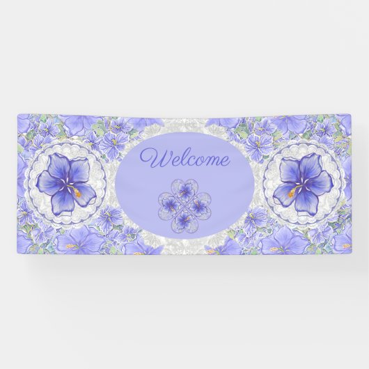 Hibiskus und Spitze BLAU Banner (Horizontal)