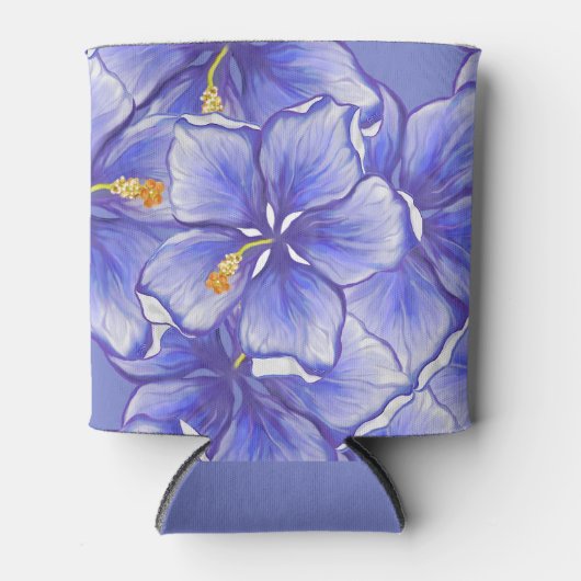 Hibiskus und Spitze BLAU Dosenkühler (Vorderseite)