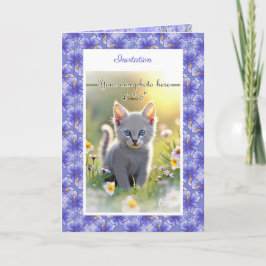 Hibiskus und Spitze BLAU Einladung