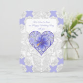 Hibiskus und Spitze BLAU Einladung (Stehend Vorderseite)