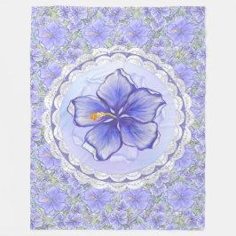 Hibiskus und Spitze BLAU Fleecedecke