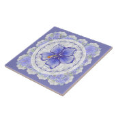 Hibiskus und Spitze BLAU Fliese (Seite)