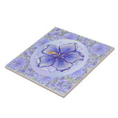 Hibiskus und Spitze BLAU Fliese (Seite)