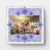 Hibiskus und Spitze BLAU Fotoplatte (Vorderseite)