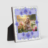 Hibiskus und Spitze BLAU Fotoplatte (Vorderseite)