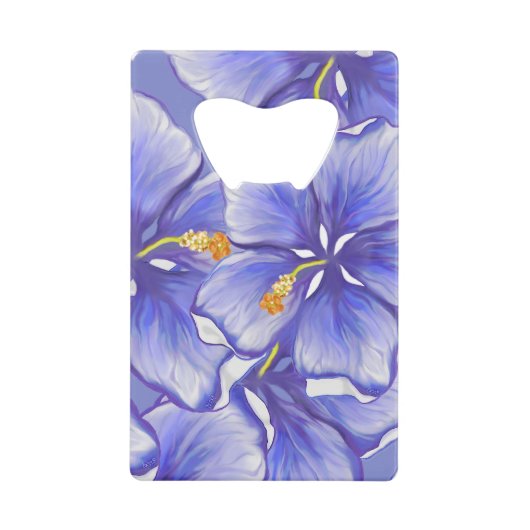 Hibiskus und Spitze BLAU Geldbeutel Flaschenöffner (Vorderseite)