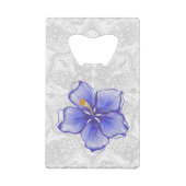 Hibiskus und Spitze BLAU Geldbeutel Flaschenöffner (Rückseite)