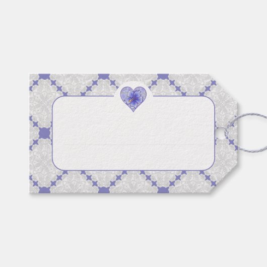 Hibiskus und Spitze BLAU Geschenkanhänger (Vorderseite (Horizontal))