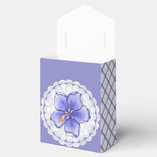 Hibiskus und Spitze BLAU Geschenkschachtel (Geöffnet)
