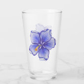 Hibiskus und Spitze BLAU Glas (Rückseite)