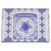 Hibiskus und Spitze BLAU Große Geschenktüte (Vorderseite)