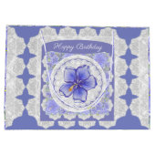 Hibiskus und Spitze BLAU Große Geschenktüte (Rückseite)