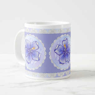 Hibiskus und Spitze BLAU Jumbo-Tasse