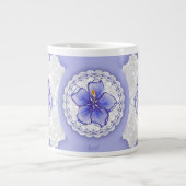 Hibiskus und Spitze BLAU Jumbo-Tasse (Vorderseite)