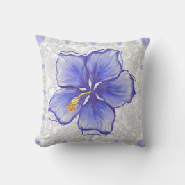 Hibiskus und Spitze BLAU Kissen