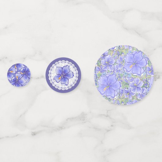 Hibiskus und Spitze BLAU Konfetti (Rückseiten)