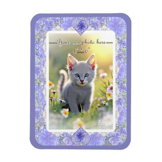 Hibiskus und Spitze BLAU Magnet (Vertikal)