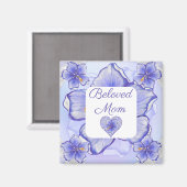 Hibiskus und Spitze BLAU Magnet (Vorderseite/Rückseite)