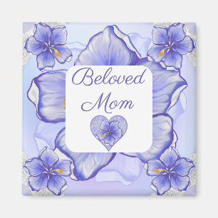 Hibiskus und Spitze BLAU Magnet