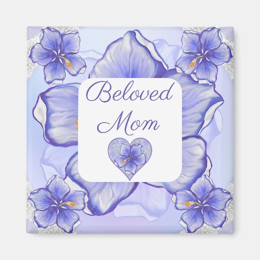 Hibiskus und Spitze BLAU Magnet (Vorne)