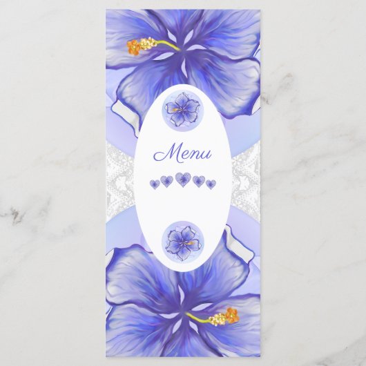Hibiskus und Spitze BLAU Menükarte (Rückseite)