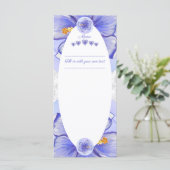 Hibiskus und Spitze BLAU Menükarte (Stehend Vorderseite)