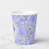 Hibiskus und Spitze BLAU Pappbecher (Rückseite)