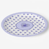 Hibiskus und Spitze BLAU Pappteller (Schrägansicht)