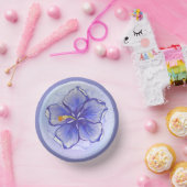 Hibiskus und Spitze BLAU Pappteller (Party)